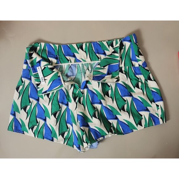 Zara Womens Green Blue Geo Print High-Waisted Shorts Size Large - Picture 3 of 6